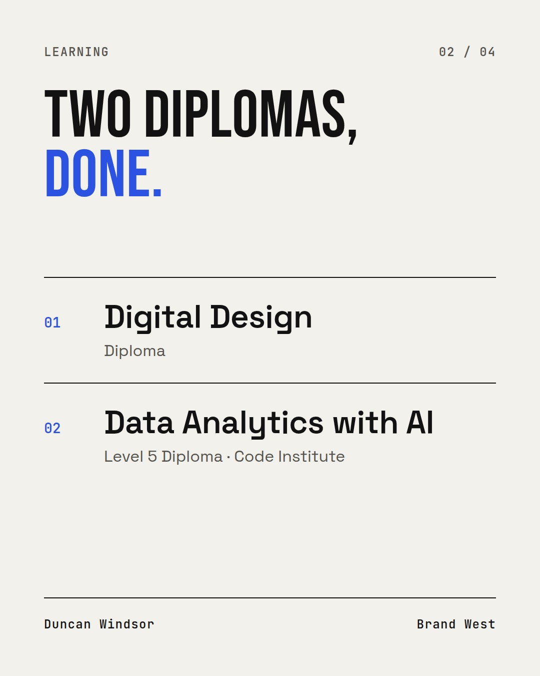 Slide 2: Two diplomas